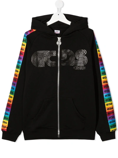 Gcds Kids' Contrasting Logo Bands Sweatshirt In Black