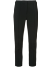 Adam Lippes Stretch Cady Cigarette Trousers With Pintuck In Black