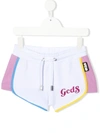 Gcds Kids' Cotton Fleece Shorts With Drawstring And Lurex Lettering In White