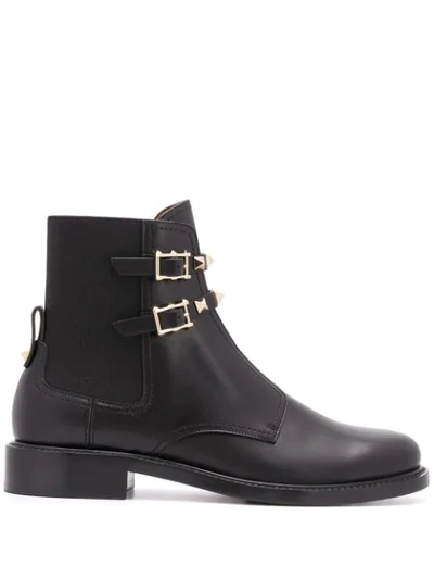 Valentino Garavani Rockstud-embellished Leather Boots In Black