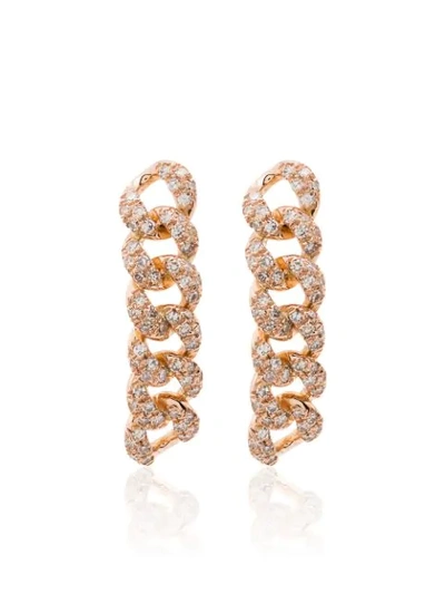 Shay 18k Rose Gold Essential Six Diamond Link Huggie Earrings