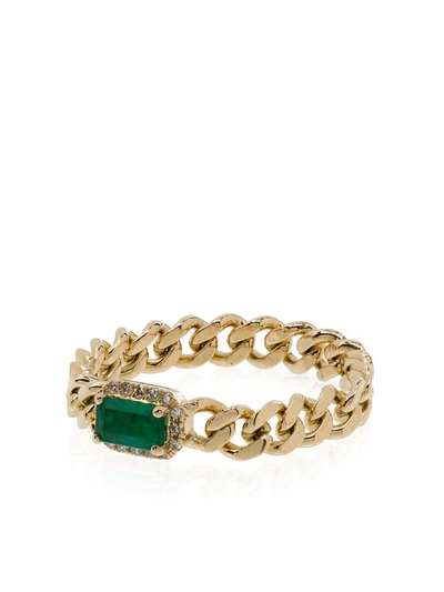 Shay 18k Yellow Gold Baby Link Emerald Diamond Ring