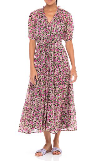 Banjanan Women's Poppy Floral Cotton Voile Midi Dress In Floral,print ...