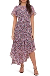 Astr Floral Print Dress In Black-lilac Floral