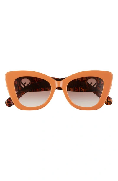 Fendi 52mm Sunglasses In Orange Havana/ Brown Gradient