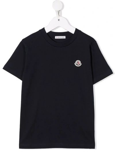 Moncler Kids' Branded T-shirt Navy In Blue