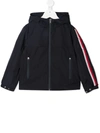 Moncler Kids' Vaug Striped-trim Hooded Jacket In Navy
