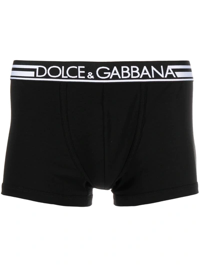 Dolce & Gabbana Stretch Cotton Regular Boxer Briefs In Black