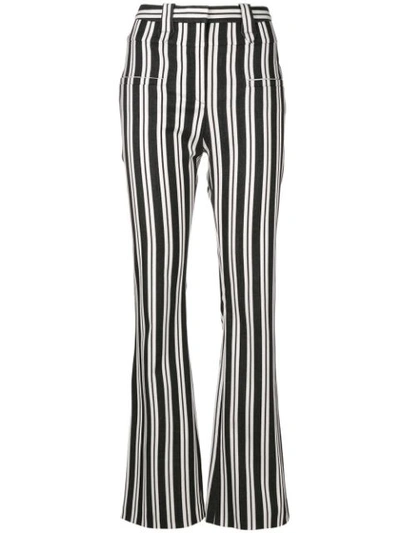 Altuzarra Woman Striped Stretch Wool And Cotton-blend Flared Pants Black In Black/white