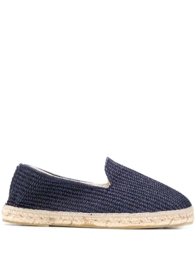 Manebi Woven Straw Espadrilles In Blue