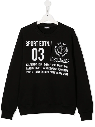 Dsquared2 Kids' Print Crewneck Sweatshirt In Black