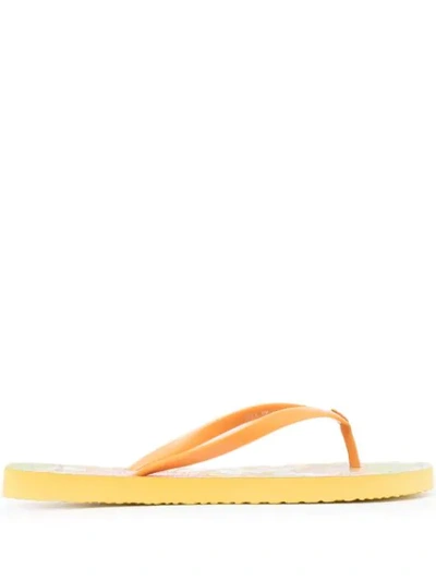 Tory Burch Floral-print Flip Flops In Yellow