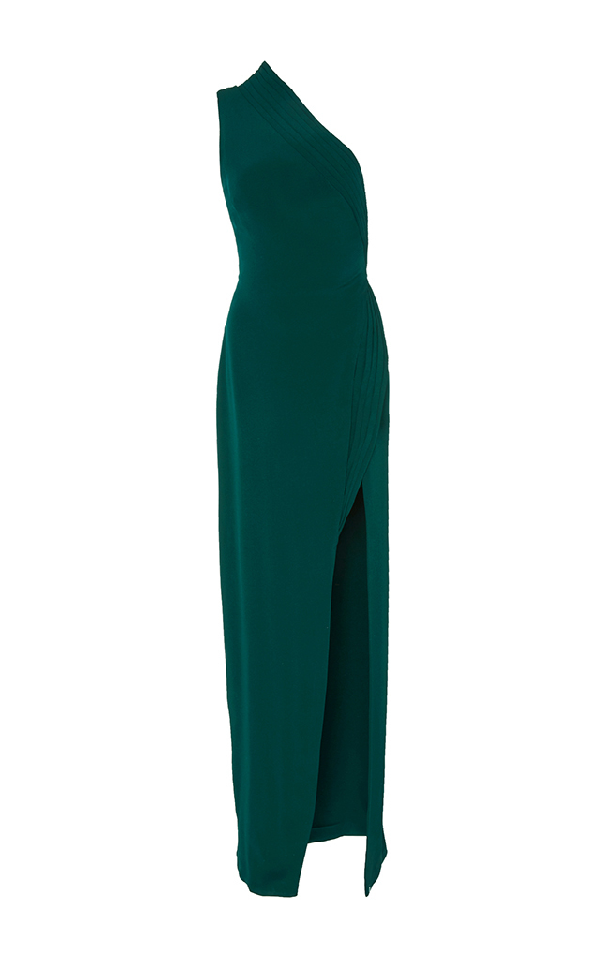 Brandon Maxwell One Shoulder Side Slit Gown In Green | ModeSens