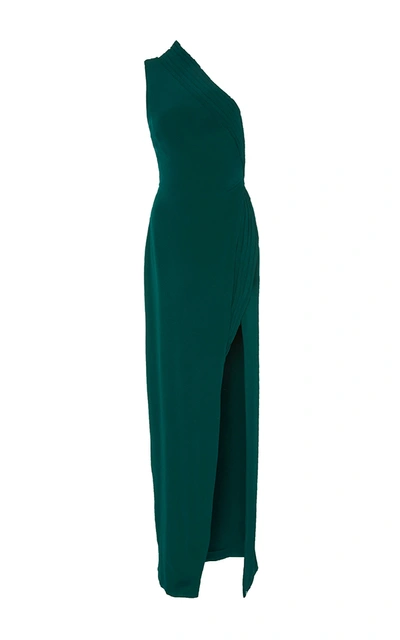 Brandon Maxwell One-shoulder Crepe Gown, Forest In Green