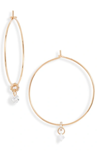 Nordstrom Floating Cubic Zirconia Hoop Earrings In Clear- Gold