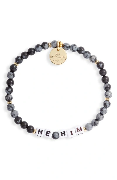 Little Words Project He/him Beaded Stretch Bracelet In Stone Snowflake/ White