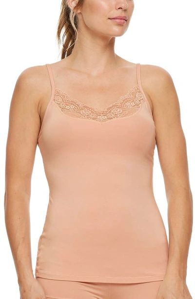 Montelle Intimates Lace Trim Camisole In Seashell