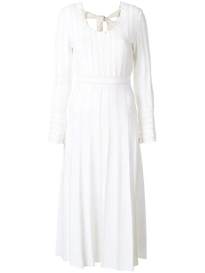 Fendi Knit Bell-sleeve Tie-back Dress, White
