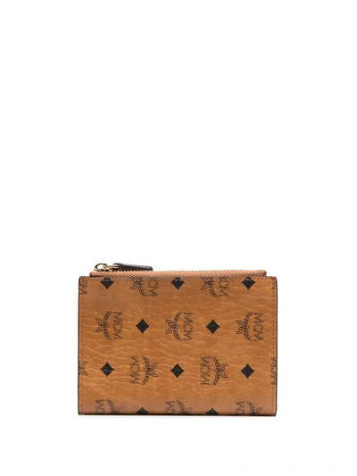 Mcm Visetos Original Key Wallet In Cognac