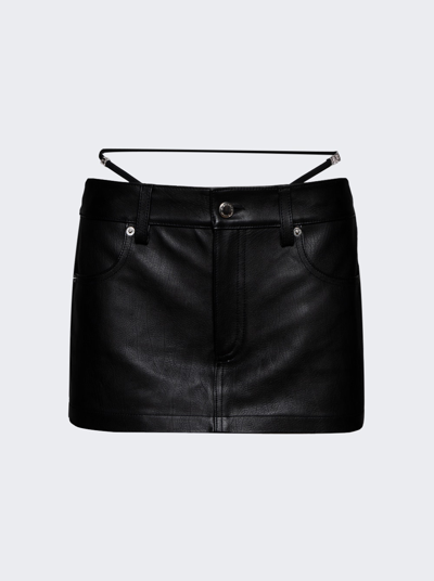 Alexander Wang Belted Leather Mini Skirt In Black