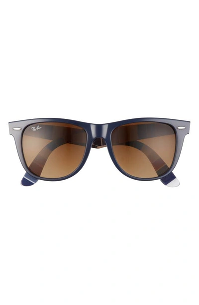 Ray Ban Large Classic Wayfarer 54mm Sunglasses In Dark Blue/ Brown Gradient