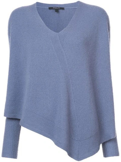 Derek Lam Asymmetric Ribbed Cashmere-blend Sweater In Light Blue