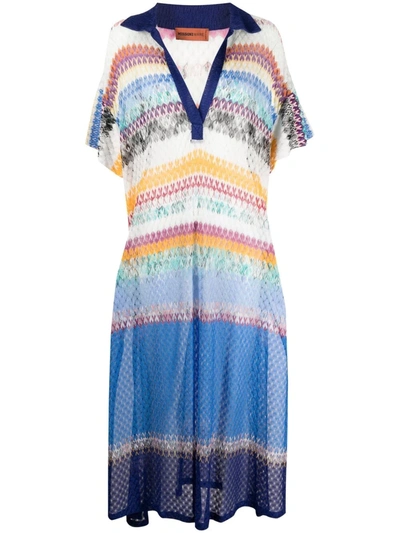 Missoni Pointelle-knit Maxi Beach Dress In Blue