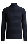 Bugatchi Stripe Merino Wool Blend Quarter Zip Pullover In Caviar