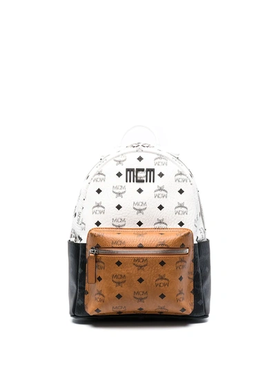 Mcm Stark Backpack 32 Multicolor Visetos In White,black,brown