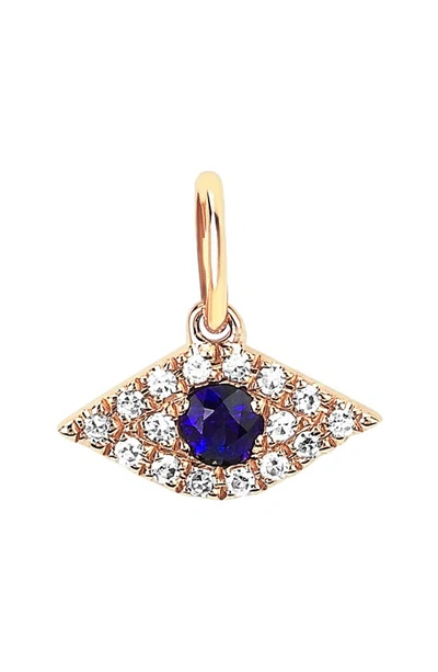 Ef Collection Sapphire & Diamond Evil Eye Charm In Yellow Gold