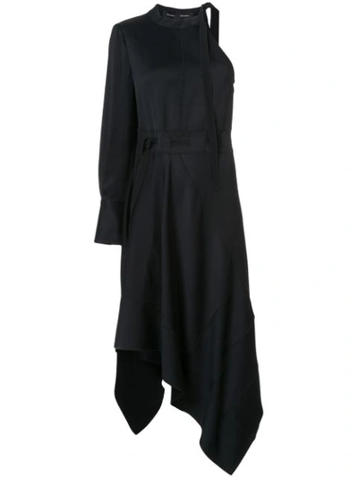 Proenza Schouler Asymmetric One-sleeve Tie-waist Dress, Black
