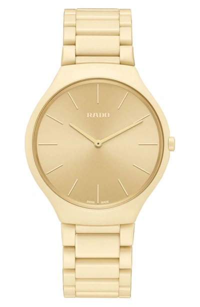 Rado True Thinline Les Couleurs Le Corbusier Limited Edition Ceramic Bracelet Watch, 39mm In Gold