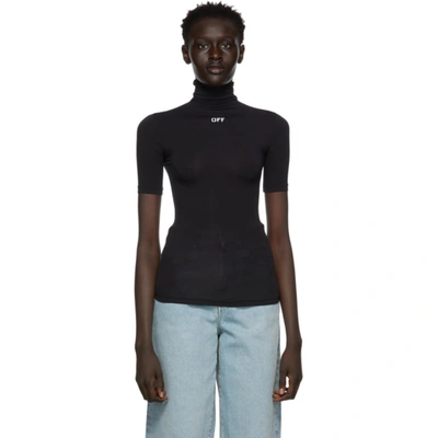 Off-white Black Stretch Second Skin Turtleneck In Black White