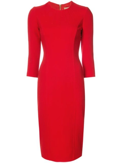 Michael Kors Boucle Crepe 3/4-sleeve Sheath Dress, Crimson