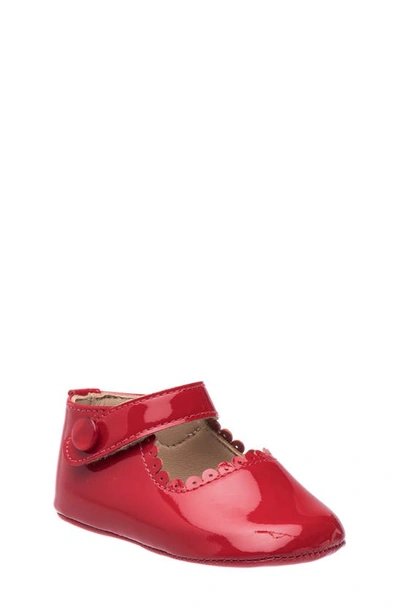 Elephantito Baby's Scallop Leather Mary Jane Flats In Patent Red