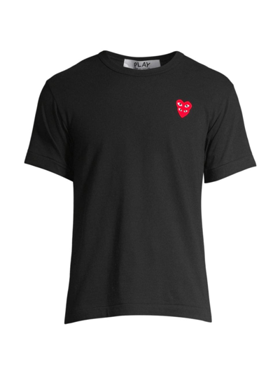 Comme Des Garçons Double Heart Logo T-shirt In Black