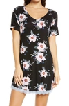 Honeydew Intimates All American Floral Knit Sleep Shirt In Black Floral
