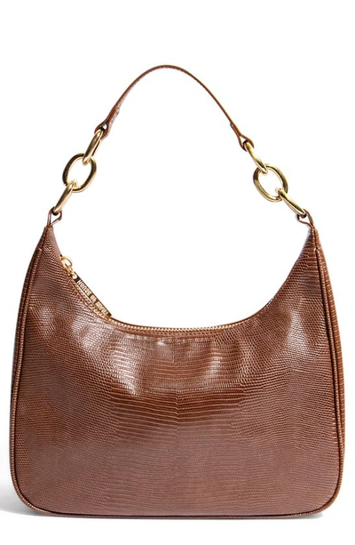 House Of Want Newbie Vegan Leather Shoulder Bag In Chocolate Lizard