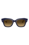 Ray Ban State Street 49mm Gradient Square Sunglasses In Dark Blue/ Brown Gradient
