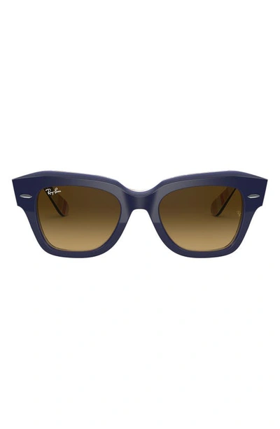 Ray Ban State Street 49mm Gradient Square Sunglasses In Dark Blue/ Brown Gradient