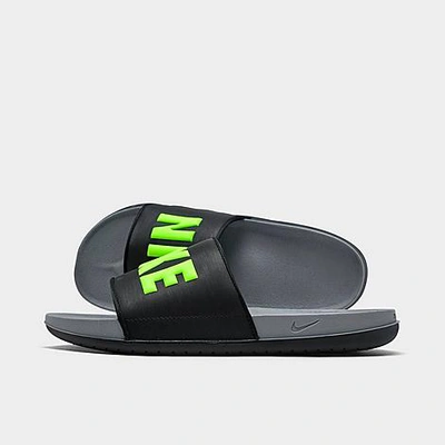Nike Men's Offcourt Slide Sandals From Finish Line In Black/venom Green