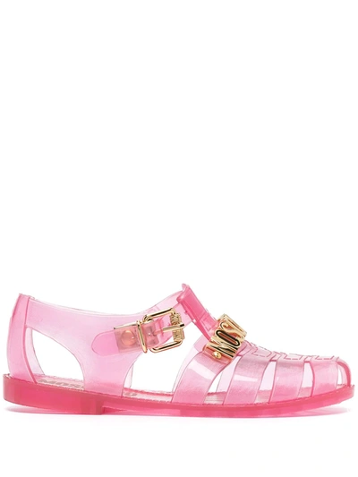 Moschino Logo-lettering Jelly Sandals In Fuchsia