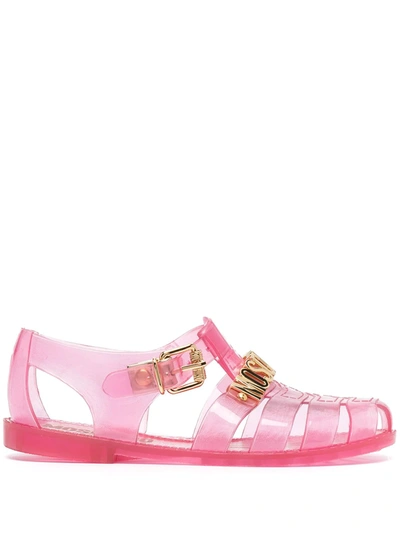 Moschino Logo-lettering Jelly Sandals In Pink