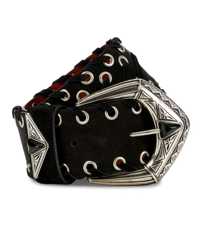 Etro Rivet-embellished Suede Belt In Black