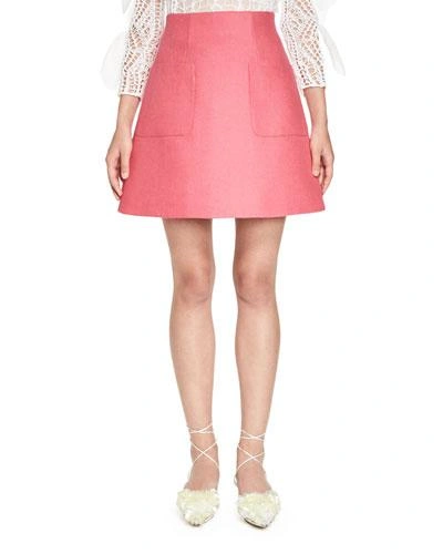 Delpozo Stiff Linen A-line Skirt, Pink