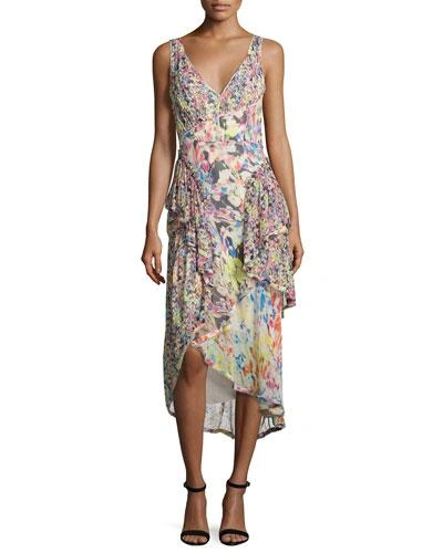 Jason Wu Mixed Floral-print Chiffon Midi Dress, Multi
