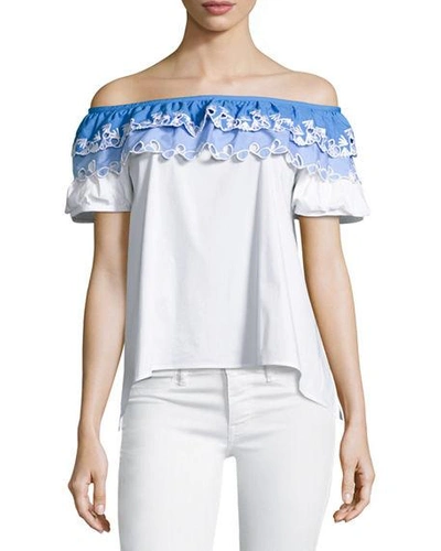Peter Pilotto Embroidered Off-shoulder Top, White