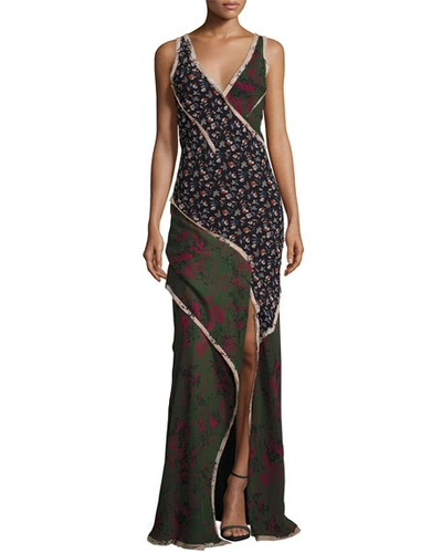 Jason Wu Sleeveless Mixed-print Chiffon Gown, Multi