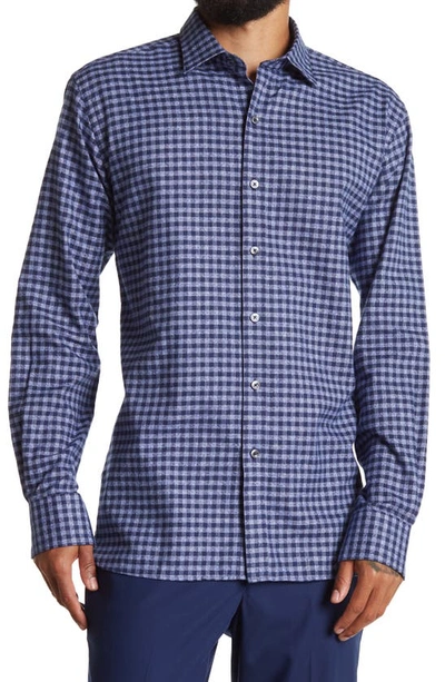 Bugatchi Men's Check Shaped-fit Button-down Shirt In Classic Blue