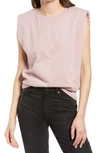 Allsaints Coni Shoulder Pad Cotton Sleeveless Muscle T-shirt In Morning Mauve